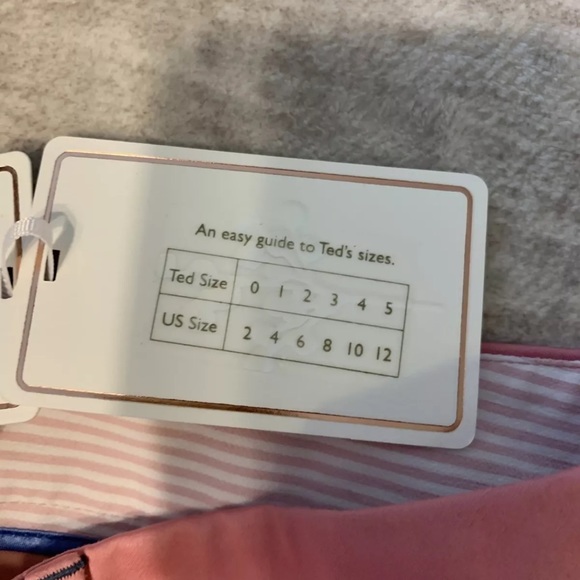 New Ted Baker Pants Size 4 US 10 Pink Saydii Deep Cuff Stretch Cotton Chino - Picture 8 of 10